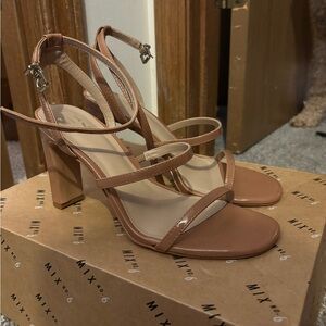 Mix No. 6 Brown Strappy Block Heels